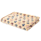 Soft Coral Fleece Pet Blanket with Paw Print Design