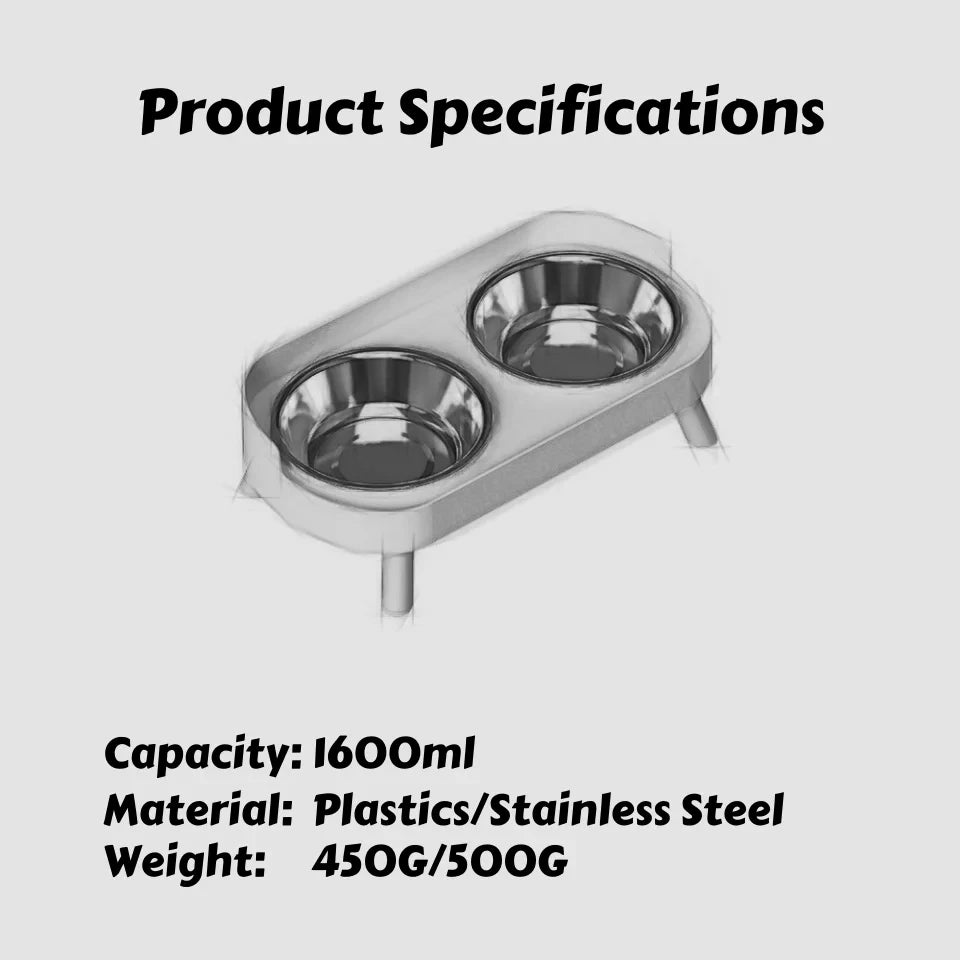 Elevated Double Bowl Pet Feeder – Stainless Steel Food & Water Station for Cats & Dogs