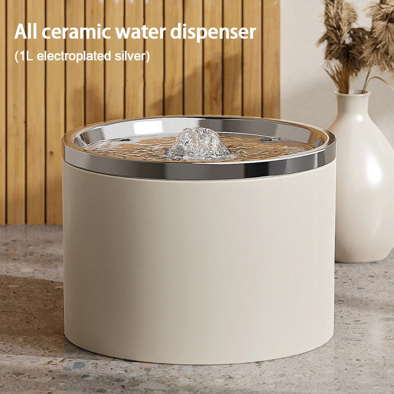 Automatic Ceramic Pet Water Dispenser - 1.5L Heavy Duty & Quiet
