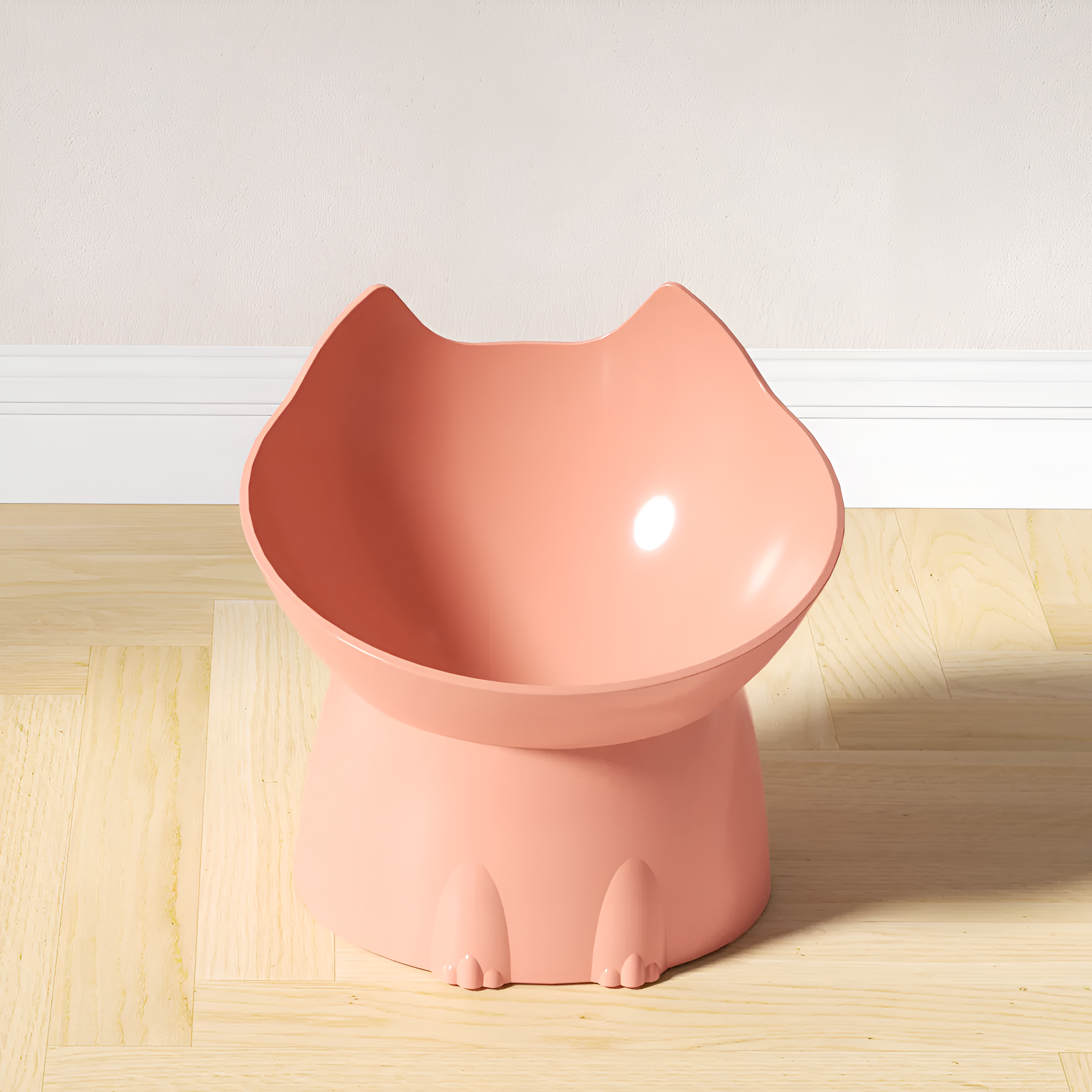 Cat-Shaped Elevated Food Bowl — Tilted Design for Neck & Whisker Comfort