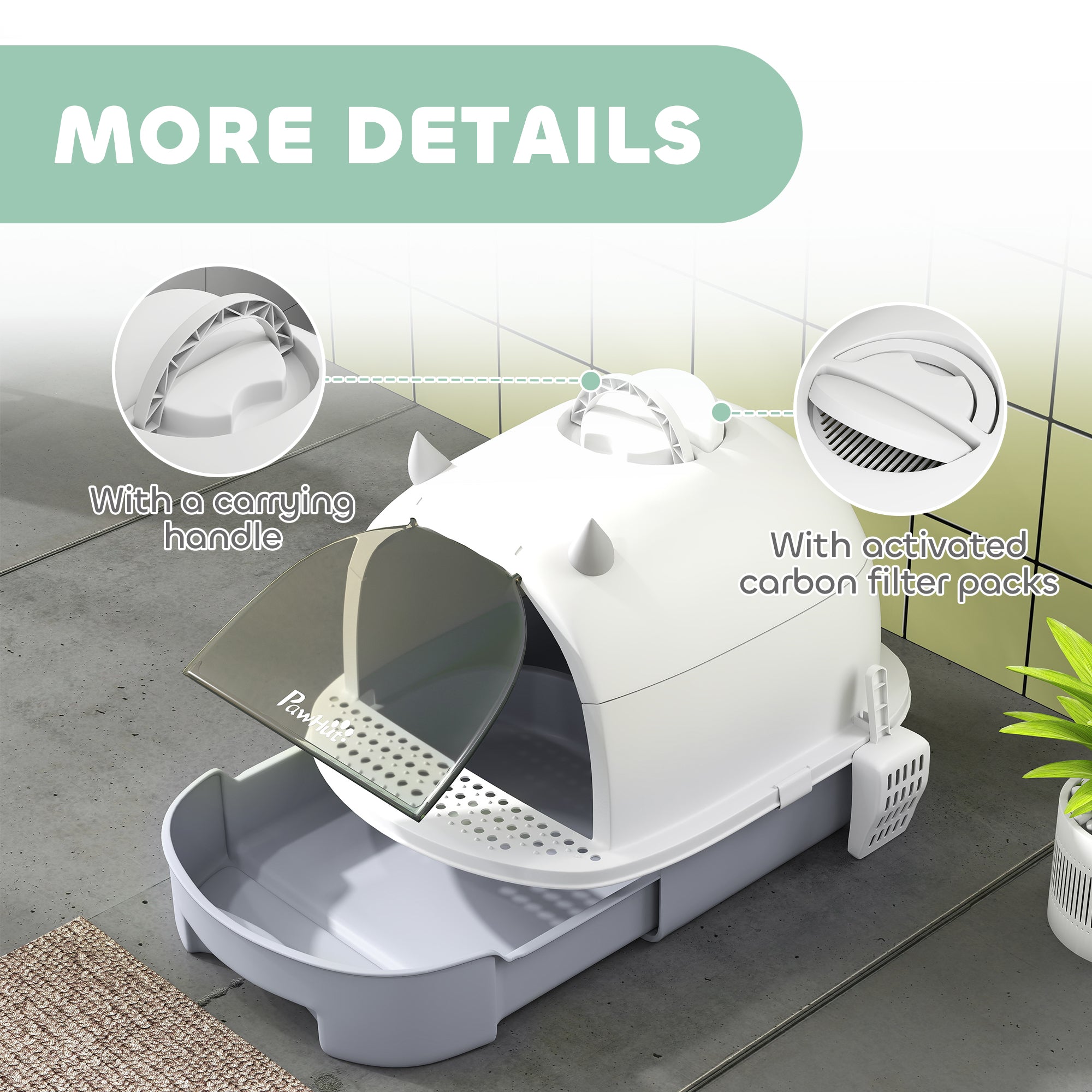 Enclosed Cat Litter Box with Drawer | Hooded Cottage Design | Odor Control & Easy Clean