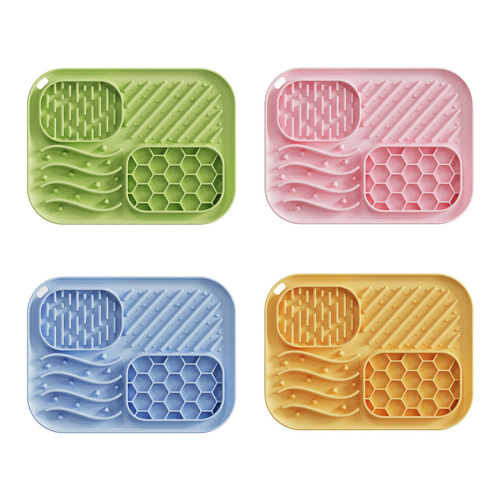 Slow Feeder Lick Mat for Dogs | Multi-Texture Enrichment Feeding Tray with Suction Cup | 4 Colours