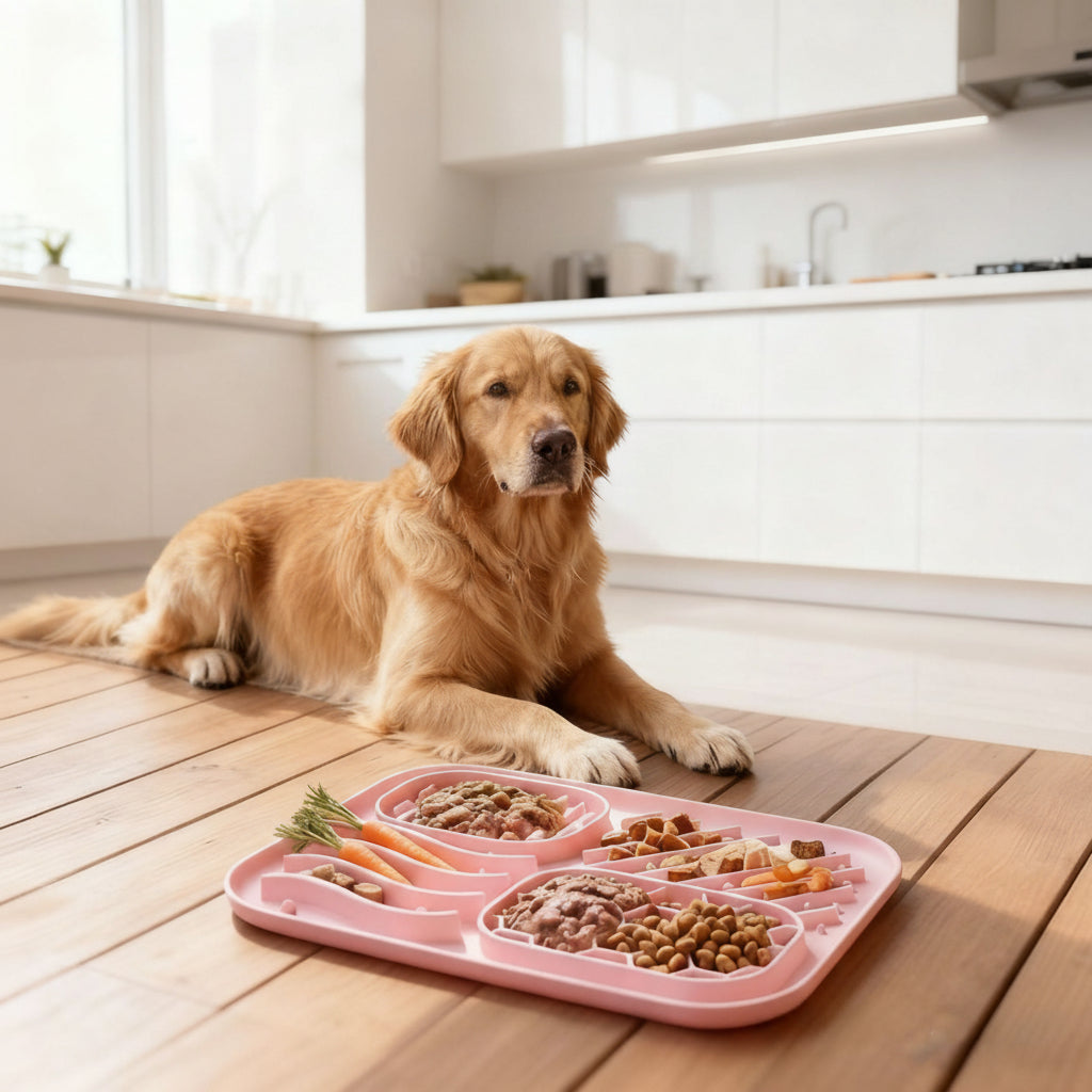 Slow Feeder Lick Mat for Dogs | Multi-Texture Enrichment Feeding Tray with Suction Cup | 4 Colours