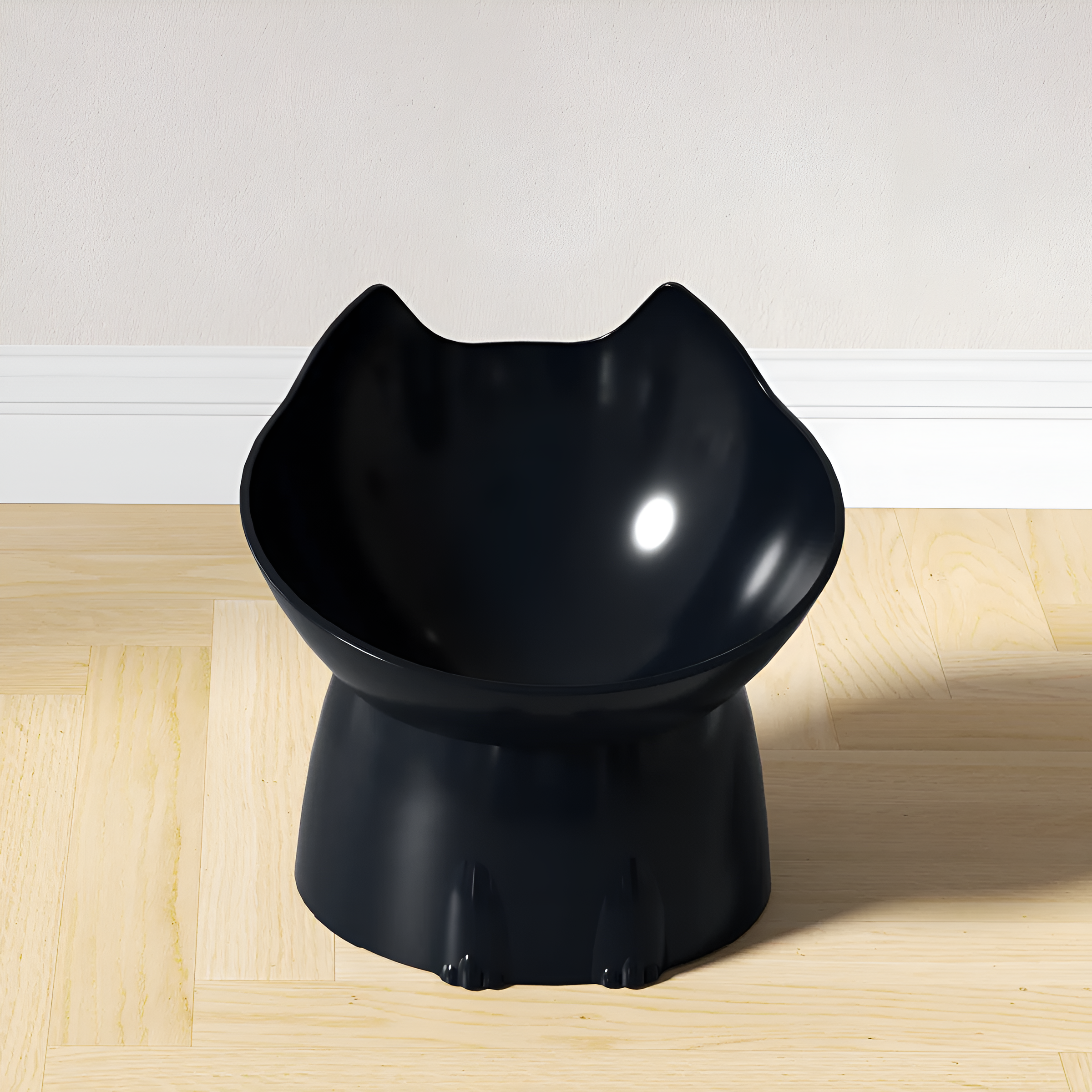 Cat-Shaped Elevated Food Bowl — Tilted Design for Neck & Whisker Comfort