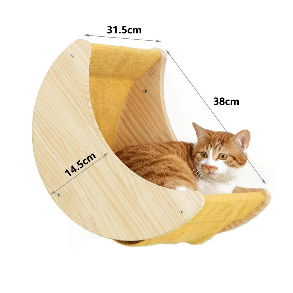 Moon-shaped wall cat bed hammock for indoor cats
