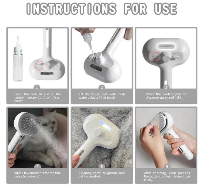 HydroMist™ Anti-Static Pet Grooming & Shedding Brush