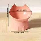 Cat-Shaped Elevated Food Bowl — Tilted Design for Neck & Whisker Comfort