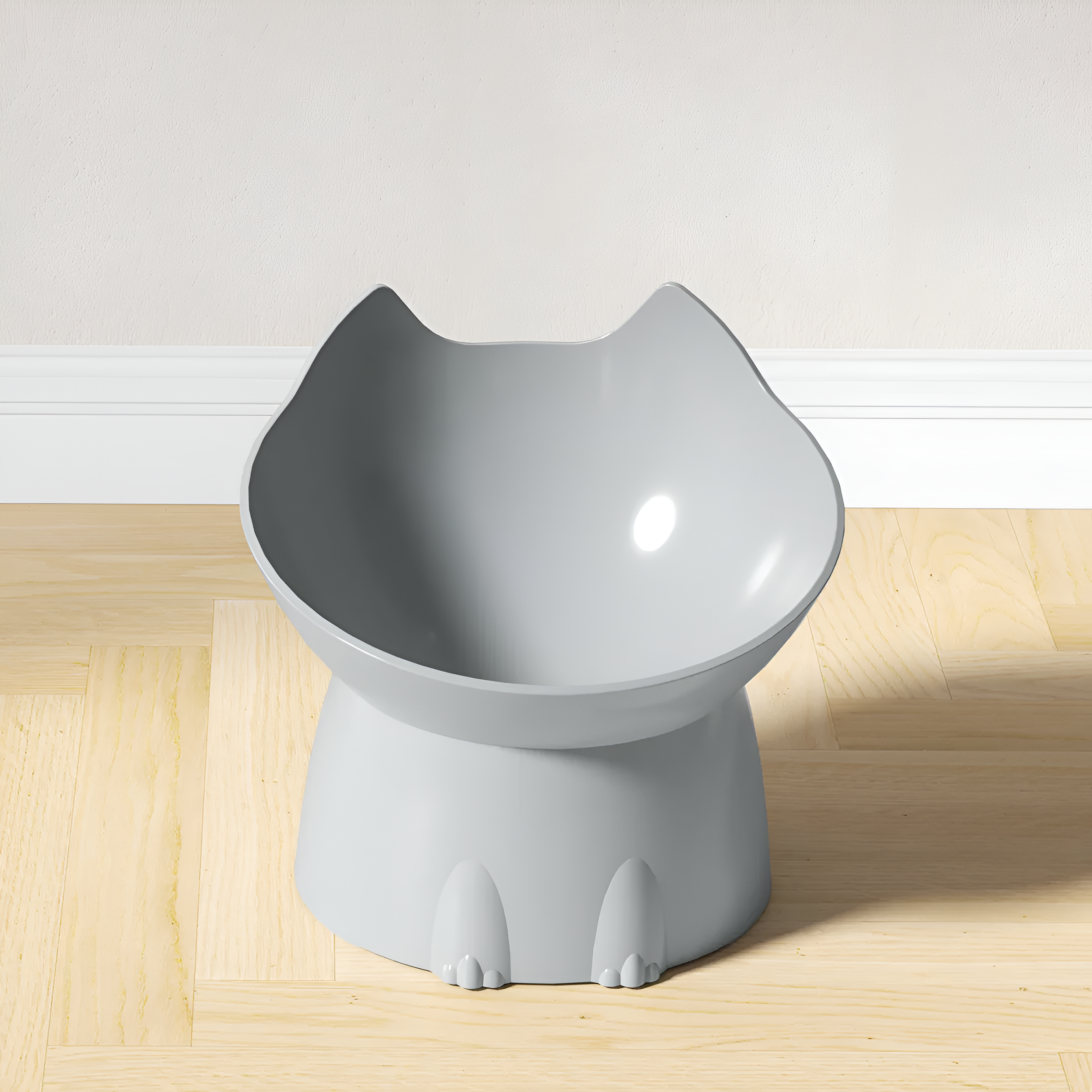 Cat-Shaped Elevated Food Bowl — Tilted Design for Neck & Whisker Comfort